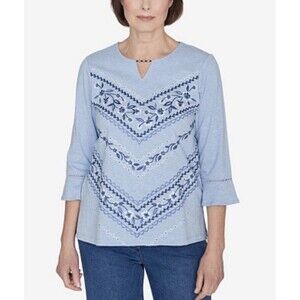 Alfred Dunner woman regular size XL  3/4 Long sleeve blue floral top